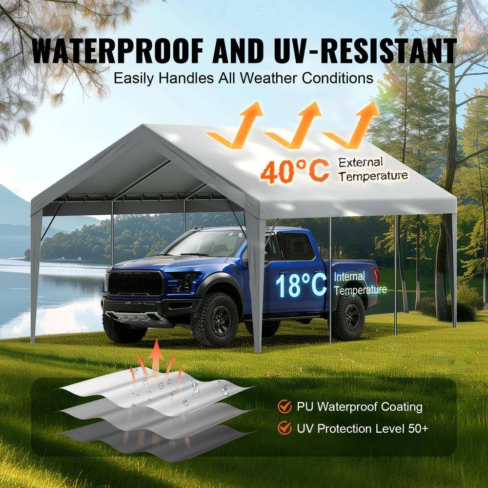 Carport Replacement Canopy Cover 12 Ft. X 20 Ft., Garage Top Tent Shelter Tarp Heavy-Duty Waterproof 5 Carport Replacement Canopy Cover 12 Ft. X 20 Ft., Garage Top Tent Shelter Tarp Heavy-Duty Waterproof - Image 3