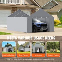 Carport Replacement Canopy Cover Side Wall 13 X 20 Ft. Garage Tent Shelter Tarp Heavy-Duty Waterproof And UV Protected -Patio Furniture Shop gray vevor canopy parts ckpb13x20fth07rmfv0 76 1000