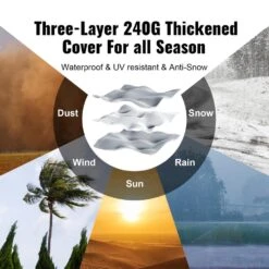 Compact Outdoor Shelter, 7 X 12 X 7. 36 Ft. Durable Season-Long Storage Canopy, Instant Setup Tent With Rolling Zip Door -Patio Furniture Shop gray vevor canopy parts tycwp7ftx12fttuicv0 1021 1f 1000