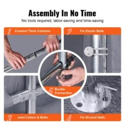 Compact Outdoor Shelter, 7 X 12 X 7. 36 Ft. Durable Season-Long Storage Canopy, Instant Setup Tent With Rolling Zip Door -Patio Furniture Shop gray vevor canopy parts tycwp7ftx12fttuicv0 1021 44 1000