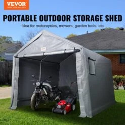 Compact Outdoor Shelter, 7 X 12 X 7. 36 Ft. Durable Season-Long Storage Canopy, Instant Setup Tent With Rolling Zip Door -Patio Furniture Shop gray vevor canopy parts tycwp7ftx12fttuicv0 1021 fa 1000