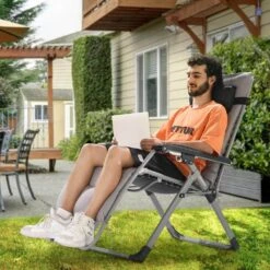 Zero Gravity Chair,26 In. Recliner Lounge Chair For Indoor And Outdoor,Adjustable Anti Gravity Chair,Metal,500 Lbs.,Gray -Patio Furniture Shop gray vevor lawn chairs lzltyhs26hhkdfo3zv0 31 1000