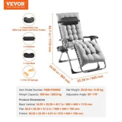 Zero Gravity Chair,26 In. Recliner Lounge Chair For Indoor And Outdoor,Adjustable Anti Gravity Chair,Metal,500 Lbs.,Gray -Patio Furniture Shop gray vevor lawn chairs lzltyhs26hhkdfo3zv0 76 1000