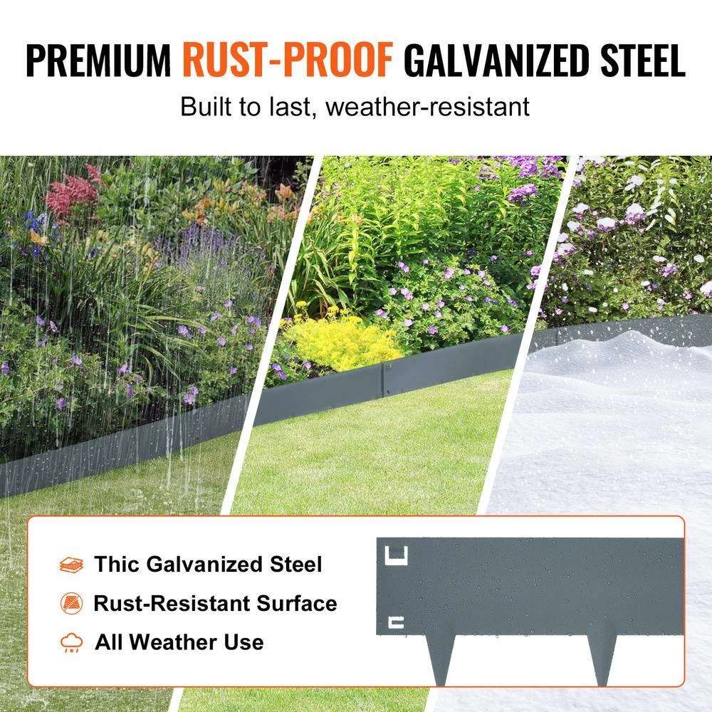 39 In. L X 0.063 In. W X 4 In. H Gray Steel Edging Landscape Steel Garden Edging Borders Strips Hammer (5-Pack) 5 39 In. L X 0.063 In. W X 4 In. H Gray Steel Edging Landscape Steel Garden Edging Borders Strips Hammer (5-Pack) - Image 3