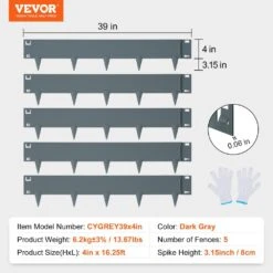 39 In. L X 0.063 In. W X 4 In. H Gray Steel Edging Landscape Steel Garden Edging Borders Strips Hammer (5-Pack) 16 39 In. L X 0.063 In. W X 4 In. H Gray Steel Edging Landscape Steel Garden Edging Borders Strips Hammer (5-Pack) -Patio Furniture Shop gray vevor metal edging cppz4inch162rda19v0 76 1000