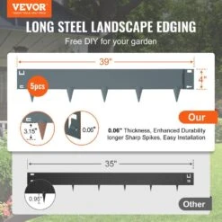 39 In. L X 0.063 In. W X 4 In. H Gray Steel Edging Landscape Steel Garden Edging Borders Strips Hammer (5-Pack) 11 39 In. L X 0.063 In. W X 4 In. H Gray Steel Edging Landscape Steel Garden Edging Borders Strips Hammer (5-Pack) -Patio Furniture Shop gray vevor metal edging cppz4inch162rda19v0 c3 1000