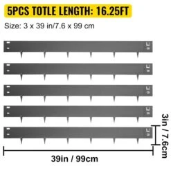 3 In. X 39 In. Gray Steel Lawn Edging Metal Landscape Edging Garden Edging Border Lawn Edge For Garden Yard (5-Pieces) -Patio Furniture Shop gray vevor metal edging pzych5pcs3 39zapbv0 4f 1000
