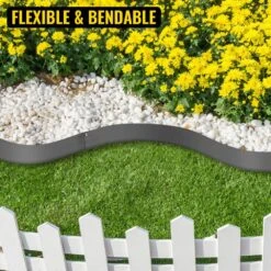 Steel Lawn Edging 5-Pieces Metal Landscape Edging 4 In. X 39 In Garden Edging Border Gray Lawn Edge For Garden Yard -Patio Furniture Shop gray vevor metal edging pzych5pcs4 39xbnjv0 4f 1000