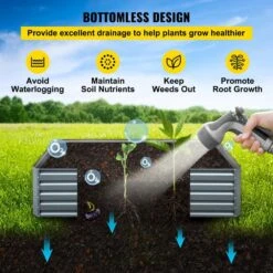 80 In. X 40 In. X 19 In. Raised Garden Bed Galvanized Steel Planter Box Gray Raised Planter Boxes For Growing Vegetables -Patio Furniture Shop gray vevor raised planter boxes hyzzc80cfxk40chs1v0 1f 1000