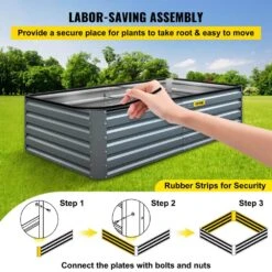 80 In. X 40 In. X 19 In. Raised Garden Bed Galvanized Steel Planter Box Gray Raised Planter Boxes For Growing Vegetables -Patio Furniture Shop gray vevor raised planter boxes hyzzc80cfxk40chs1v0 44 1000