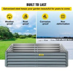 80 In. X 40 In. X 19 In. Raised Garden Bed Galvanized Steel Planter Box Gray Raised Planter Boxes For Growing Vegetables -Patio Furniture Shop gray vevor raised planter boxes hyzzc80cfxk40chs1v0 4f 1000