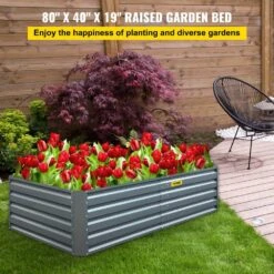 80 In. X 40 In. X 19 In. Raised Garden Bed Galvanized Steel Planter Box Gray Raised Planter Boxes For Growing Vegetables -Patio Furniture Shop gray vevor raised planter boxes hyzzc80cfxk40chs1v0 c3 1000