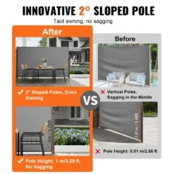 Retractable Side Awning 71 In. X 118 In. Outdoor Privacy Screen 180g Polyester Water-Proof Retractable Patio Screen 12 Retractable Side Awning 71 In. X 118 In. Outdoor Privacy Screen 180g Polyester Water-Proof Retractable Patio Screen -Patio Furniture Shop gray vevor shade cloths ksscp180x300mzxmqv0 4f 1000