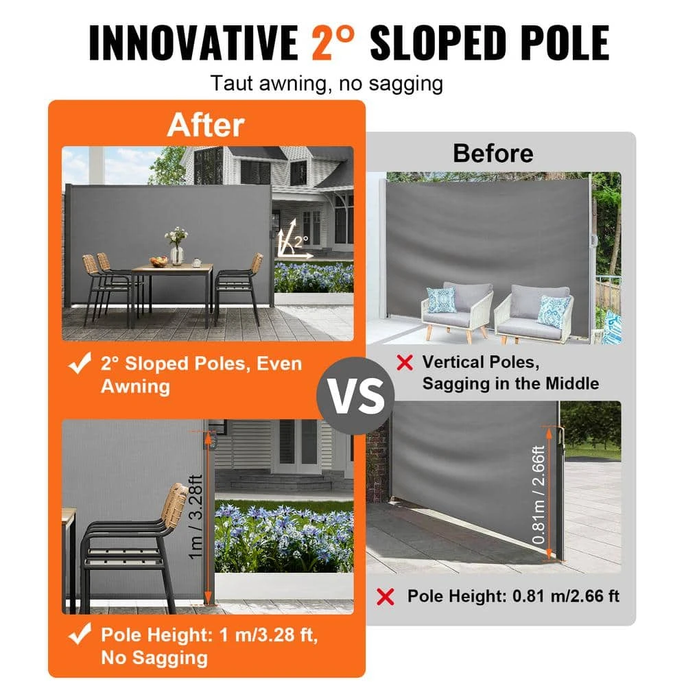 Retractable Side Awning 71 In. X 118 In. Outdoor Privacy Screen 180g Polyester Water-Proof Retractable Patio Screen 5 Retractable Side Awning 71 In. X 118 In. Outdoor Privacy Screen 180g Polyester Water-Proof Retractable Patio Screen - Image 3