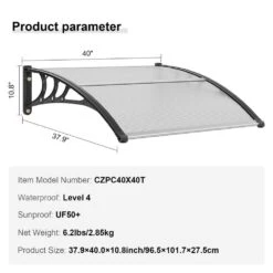 Window Door Awning Canopy 40 In. X 40 In. UPF 50+ Polycarbonate Entry Door Outdoor Window Awning Exterior -Patio Furniture Shop gray vevor shade cloths mczypycbs4040ml75v0 76 1000