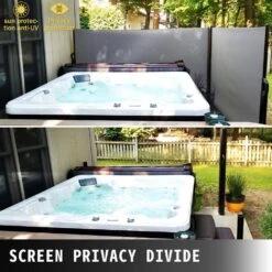 63 In. X 236 In. Retractable Rust-Proof Patio Sunshine Screen Privacy Divider For Courtyard, Gray 12 63 In. X 236 In. Retractable Rust-Proof Patio Sunshine Screen Privacy Divider For Courtyard, Gray -Patio Furniture Shop gray vevor shade cloths zypf160x600cmgy01v0 4f 1000