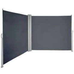 63 In. X 236 In. Retractable Rust-Proof Patio Sunshine Screen Privacy Divider For Courtyard, Gray