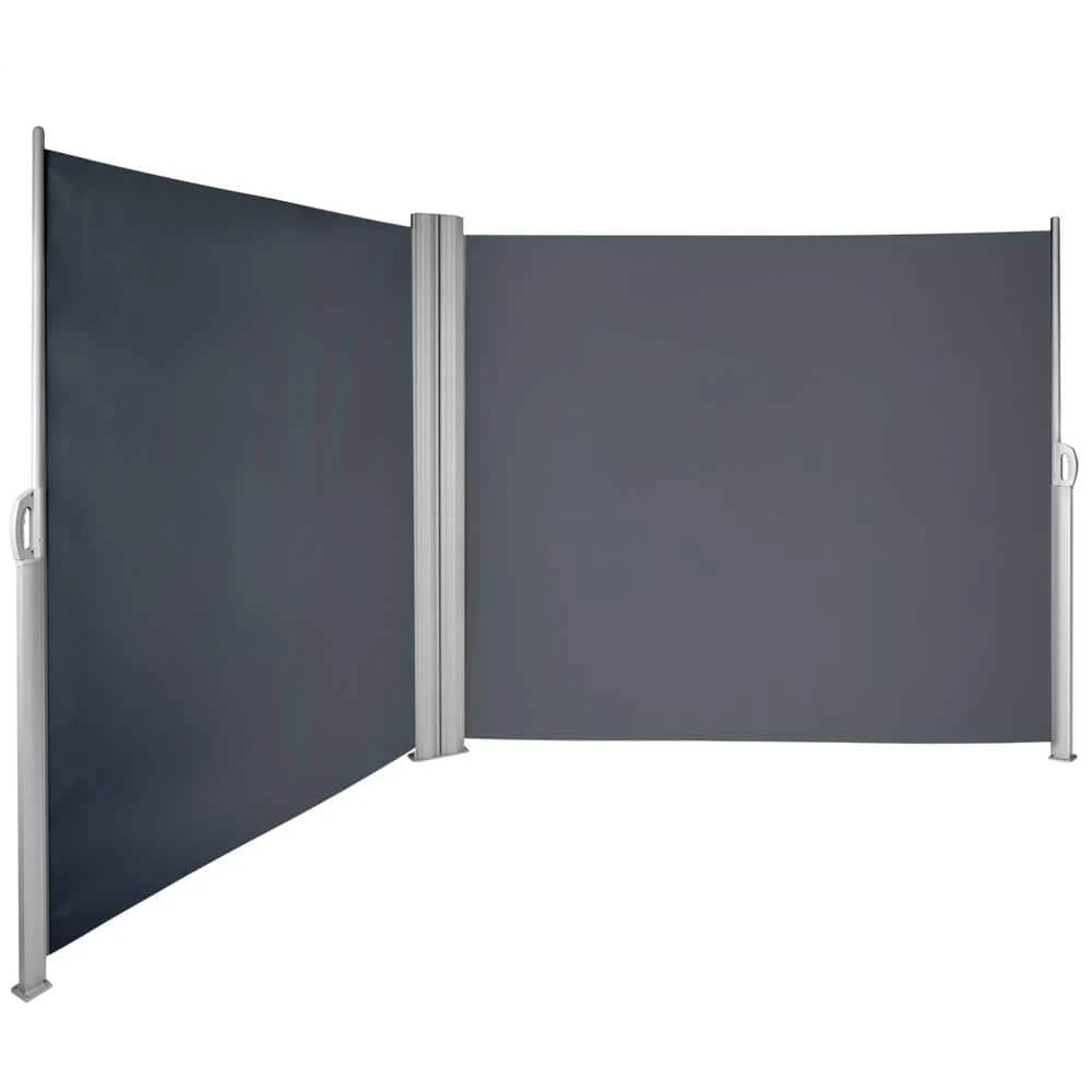63 In. X 236 In. Retractable Rust-Proof Patio Sunshine Screen Privacy Divider For Courtyard, Gray 3 63 In. X 236 In. Retractable Rust-Proof Patio Sunshine Screen Privacy Divider For Courtyard, Gray