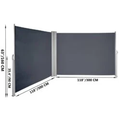 63 In. X 236 In. Retractable Rust-Proof Patio Sunshine Screen Privacy Divider For Courtyard, Gray 16 63 In. X 236 In. Retractable Rust-Proof Patio Sunshine Screen Privacy Divider For Courtyard, Gray -Patio Furniture Shop gray vevor shade cloths zypf160x600cmgy01v0 76 1000