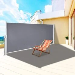 118 In. X 71 In. Retractable Side Awning Waterproof Patio Screen Room Divider Gray For Privacy -Patio Furniture Shop gray vevor shade cloths zypf180x300cmgy01v0 31 1000