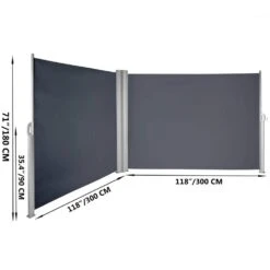 Retractable Side Awning 71 In. H X 236 In. W Patio Sunshine Screen Outdoor Privacy Divider & Wind Screen,Gray -Patio Furniture Shop gray vevor shade cloths zypf180x600cmgy01v0 76 1000