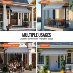 138 X 47 In. Patio Awning Retractable, Awning Sunshade Shelter With Manual Crank Handle, Outdoor Patio Canopy Deck -Patio Furniture Shop grays vevor shade cloths ssszyphslzs1makgbv0 fa 1000