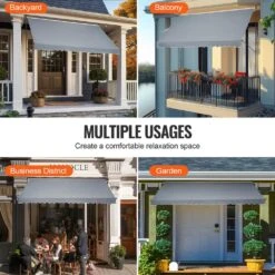 178 X 47 In. Patio Awning Retractable, Awning Sunshade Shelter With Manual Crank Handle, Patio Canopy Sunsetter Deck -Patio Furniture Shop grays vevor shade cloths ssszyphslzs1r1278v0 fa 1000