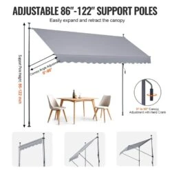 157 X 47 In. Patio Awning Retractable, Awning Sunshade Shelter With Manual Crank Handle, Outdoor Patio Canopy Sunsetter -Patio Furniture Shop grays vevor shade cloths ssszyphslzs1s1u9kv0 1f 1000