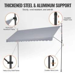 157 X 47 In. Patio Awning Retractable, Awning Sunshade Shelter With Manual Crank Handle, Outdoor Patio Canopy Sunsetter -Patio Furniture Shop grays vevor shade cloths ssszyphslzs1s1u9kv0 4f 1000