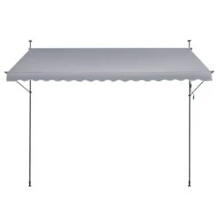 157 X 47 In. Patio Awning Retractable, Awning Sunshade Shelter With Manual Crank Handle, Outdoor Patio Canopy Sunsetter