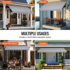 157 X 47 In. Patio Awning Retractable, Awning Sunshade Shelter With Manual Crank Handle, Outdoor Patio Canopy Sunsetter -Patio Furniture Shop grays vevor shade cloths ssszyphslzs1s1u9kv0 fa 1000