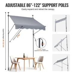 59 X 47 In. Patio Awning Retractable, Awning Sunshade Shelter With Manual Crank Handle, Outdoor Patio Canopy Deck -Patio Furniture Shop grays vevor shade cloths ssszyphslzs5x78whv0 1f 1000