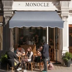 59 X 47 In. Patio Awning Retractable, Awning Sunshade Shelter With Manual Crank Handle, Outdoor Patio Canopy Deck -Patio Furniture Shop grays vevor shade cloths ssszyphslzs5x78whv0 31 1000