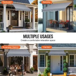 59 X 47 In. Patio Awning Retractable, Awning Sunshade Shelter With Manual Crank Handle, Outdoor Patio Canopy Deck -Patio Furniture Shop grays vevor shade cloths ssszyphslzs5x78whv0 fa 1000