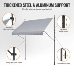 98 X 47 In. Patio Awning Retractable, Awning Sunshade Shelter With Manual Crank Handle, Outdoor Patio Canopy Sun Setter -Patio Furniture Shop grays vevor shade cloths ssszyphslzs9osnmlv0 4f 1000