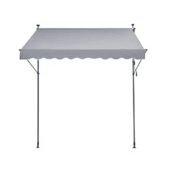 98 X 47 In. Patio Awning Retractable, Awning Sunshade Shelter With Manual Crank Handle, Outdoor Patio Canopy Sun Setter