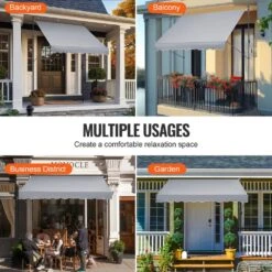 98 X 47 In. Patio Awning Retractable, Awning Sunshade Shelter With Manual Crank Handle, Outdoor Patio Canopy Sun Setter -Patio Furniture Shop grays vevor shade cloths ssszyphslzs9osnmlv0 fa 1000