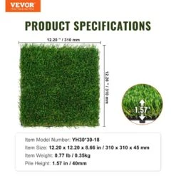Artificial Grass Tiles Turf Deck Set 12 In. X 12 In. Synthetic Fake Grass Artificial Grass Interlocking Tiles (18 Pack) -Patio Furniture Shop green vevor artificial grass rzcp18pcs12x56guqv0 76 1000