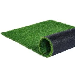 Artificial Grass 3 Ft. X 5 Ft. Green Turf 1.38 In. Fake Door Mat Artificial Grass With Drainage Holes Runner Rug