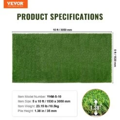 Artificial Grass 5 Ft. X 10 Ft. Green Turf 1.38 In. Fake Door Mat Artificial Grass With Drainage Holes Runner Rug -Patio Furniture Shop green vevor artificial grass rzcp1j5x10ftt9uhyv0 76 1000