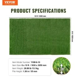 Artificial Grass 6 Ft. X 10 Ft. Green Turf 1.38 In. Fake Door Mat Artificial Grass With Drainage Holes Runner Rug -Patio Furniture Shop green vevor artificial grass rzcp1j6x10ftj1sthv0 76 1000