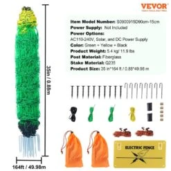 Electric Fence Netting 41.34 In. H X 164 In. L Polywire Garden Fence PE Net Fencing With Posts And Double-Spiked Stakes -Patio Furniture Shop green vevor garden fencing dxjcwlw35in1ed6dav9 76 1000