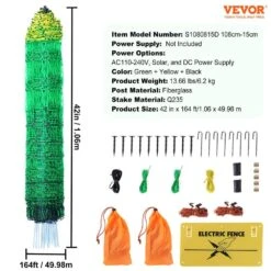 Electric Fence Netting 42 In. H X 164 Ft. L Polywire Net Fencing With Posts And Double-Spiked Stakes Utility Portable -Patio Furniture Shop green vevor garden fencing dxjcwlw42in1lycclv9 76 1000
