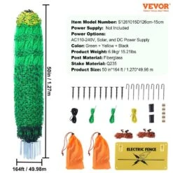 Electric Fence Netting 50 In. H X 164 In. L PE Net Fencing With Posts And Double-Spiked Utility Portable Mesh Polywire -Patio Furniture Shop green vevor garden fencing dxjcwlw50in108x25v9 76 1000