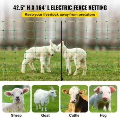 42.5 In. H X 164 Ft. L Polywire Electric Fence Netting Net Fencing With 14 Posts Utility Portable Mesh For Farms -Patio Furniture Shop green vevor garden fencing ktddzwlw108cmtcuyv0 c3 1000