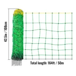 42.5 In. H X 164 Ft. L Polywire Electric Fence Netting Net Fencing With 14 Posts Utility Portable Mesh For Farms -Patio Furniture Shop green vevor garden fencing ktddzwlw108cmtcuyv0 e1 1000