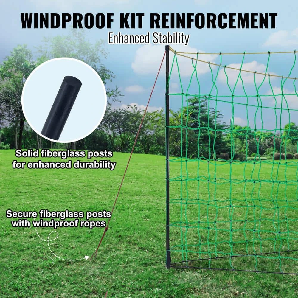 Electric Fence Netting 35.4 In. H X 164 Ft. L Polywire Garden Fence With 14 Posts Double Spiked Utility Portable Mesh 5 Electric Fence Netting 35.4 In. H X 164 Ft. L Polywire Garden Fence With 14 Posts Double Spiked Utility Portable Mesh - Image 3