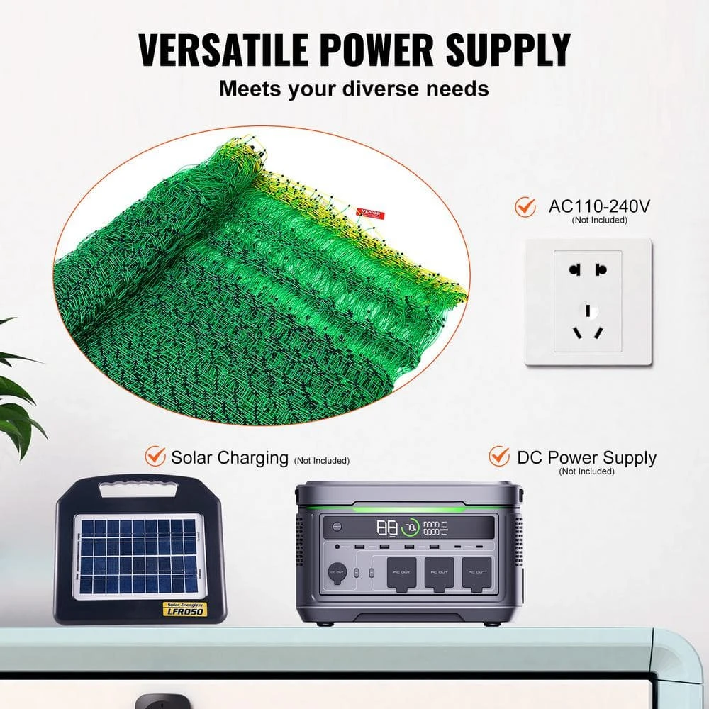 Electric Fence Netting 35.4 In. H X 164 Ft. L Polywire Garden Fence With 14 Posts Double Spiked Utility Portable Mesh 8 Electric Fence Netting 35.4 In. H X 164 Ft. L Polywire Garden Fence With 14 Posts Double Spiked Utility Portable Mesh - Image 6