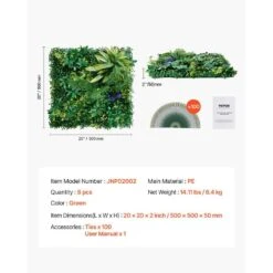 Artificial Grass Wall Panels, 8-Pieces 20 X 20 In. 3D Combination Greenery Boxwood Panel For Indoor Outdoor Green Decor -Patio Furniture Shop green vevor garden fencing pjsrzzwq8pcsjmws1v0 76 1000