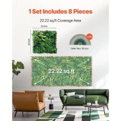 Artificial Grass Wall Panels, 8-Pieces 20 X 20 In. 3D Combination Greenery Boxwood Panel For Indoor Outdoor Green Decor -Patio Furniture Shop green vevor garden fencing pjsrzzwq8pcsjmws1v0 fa 1000
